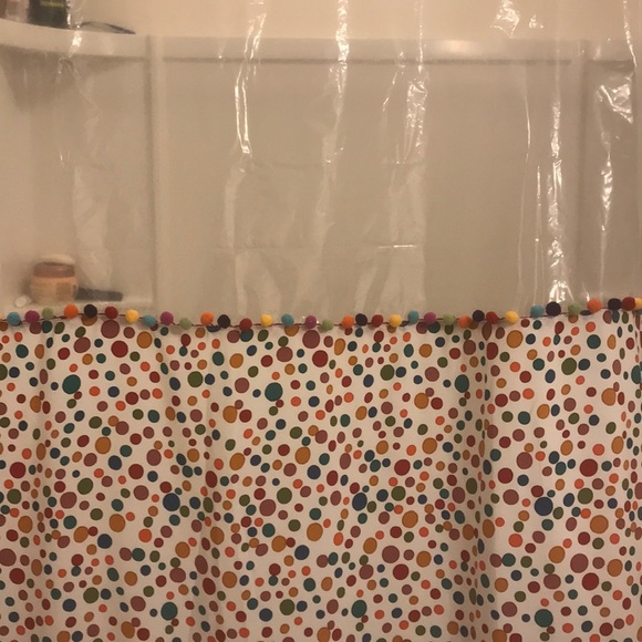 πΎπHost PickπΎπPomPom Colorful Shower Curtainπ - Picture 4 of 7